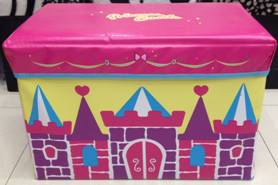 全网新品环保材料粉色城堡大号收纳凳可坐可折叠高质量宜家设计