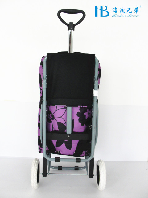 伸缩带座椅购物车雪青大花冰包购物车可当背包购物车细节图