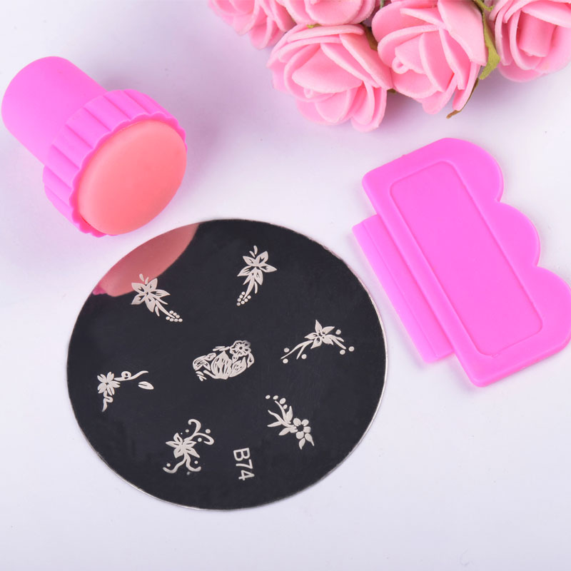 Nail art tools, printing template set, card suction three-piece set, printing nail art set, nail art seal scraper template three-piece set, exclusively for export details Picture