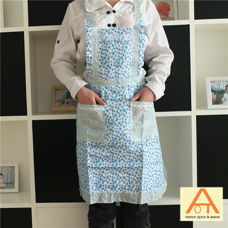 防水公主围裙 双层围裙 花边小碎花围裙细节图