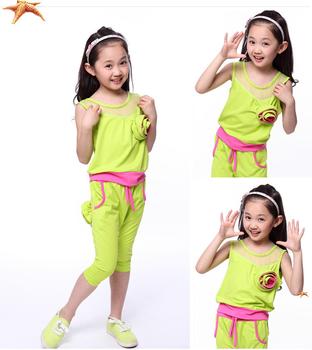Summer New Children's Clothing Children's Wonderful Smecta Korean Flower Casual Girls Set Children Sleeveless Two-Piece Set Specification drawing