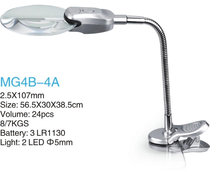 台式 夹式放大镜107mm LED灯放大镜 金属软管放大镜图