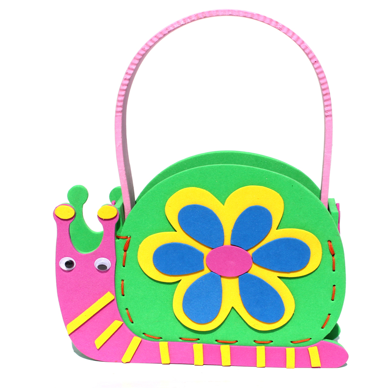 厂家自销新款EVA儿童手工提包 立体贴画缝制包 卡通动物包