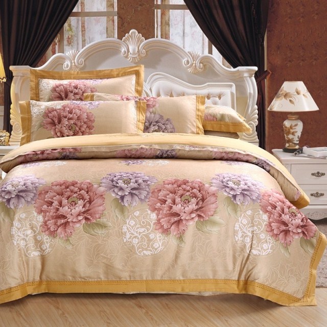 Hollowed-out jacquard 4-piece European bedding sateen luxury Tencel 4-piece cotton bedding 4-piece