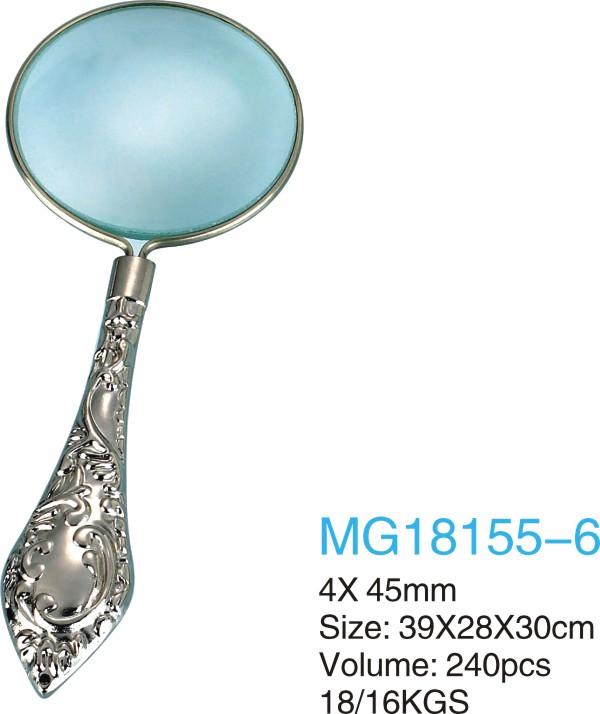 全金属手持式放大镜 便携式老人学生阅读看报放大镜 银色