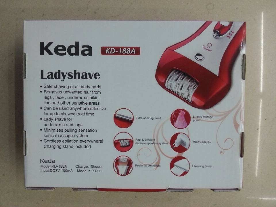 Keda KD-188A red rechargeable hair remover/Hair Remover 2-in-1 hair pulling and hair removal device details Picture