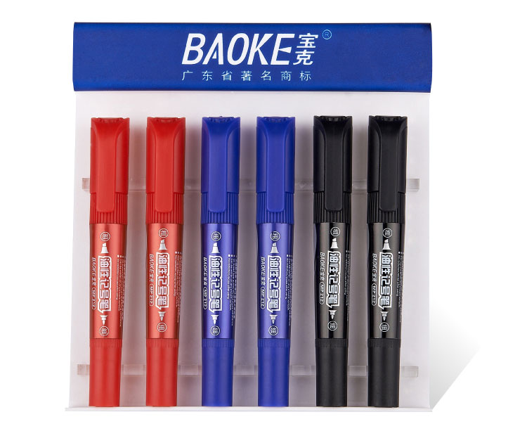 The Bok marker pen MP212 is a black, blue and red double-headed large-tipped pen that can be refilled with ink