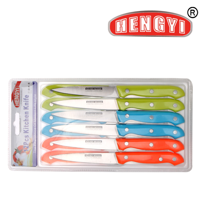Hardware kitchenware, 12PC fruit knife, multi-purpose knife, all-purpose knife, plastic handle knife.