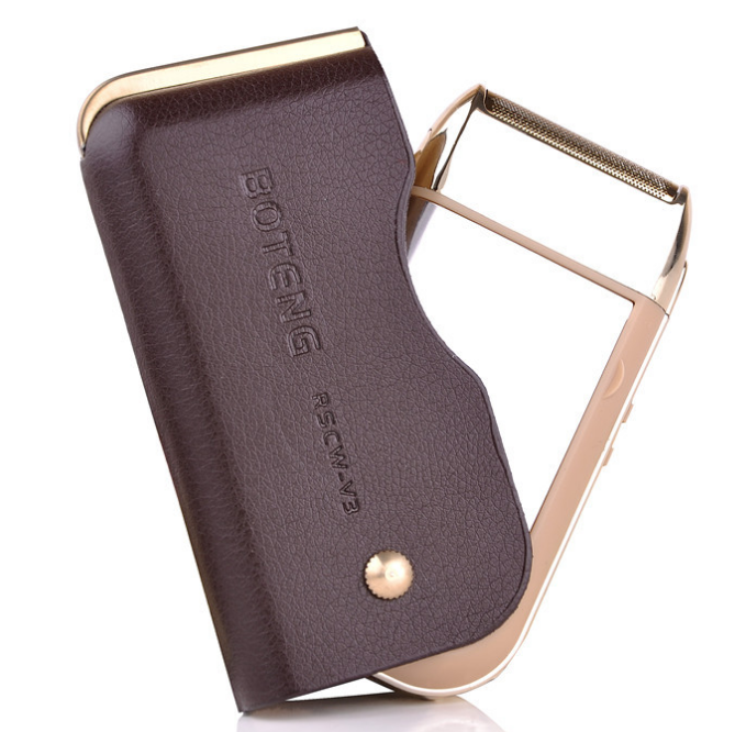 博腾V3新品单头往复式电动剃须刀带镜子皮套充电刮胡刀电须刀