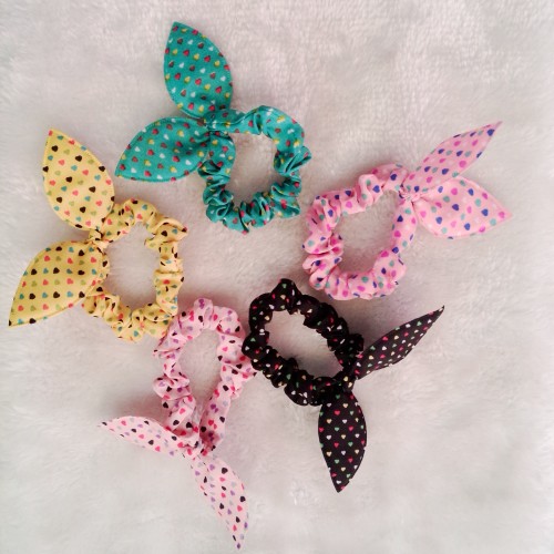 Wholesale polka dot striped cute kids, rabbit ear hair bands, leather band hair ties