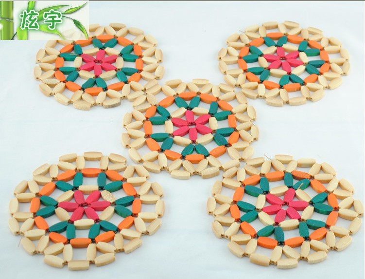 Creative home circular bamboo placemats protect furniture, cups, bowls, table MATS and heat insulation pads Specification image
