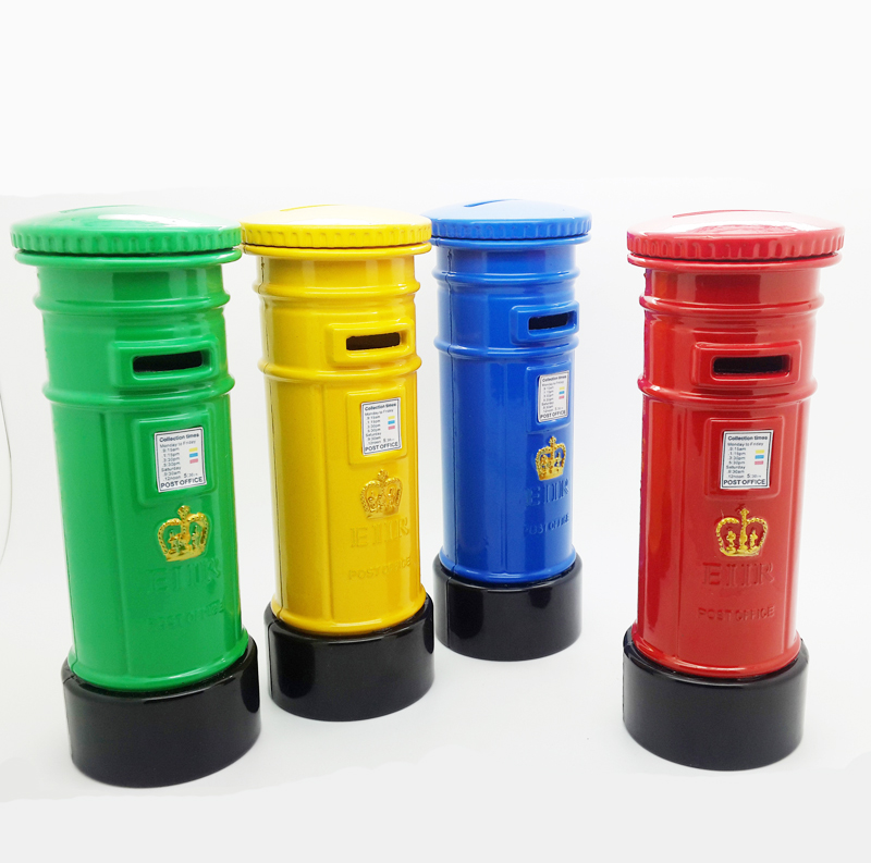 British post box piggy bank Retro nostalgic piggy bank London street post box piggy bank Iron art piggy bank