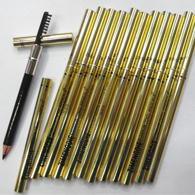 205 Anodized cover eyebrow pencil with eyebrow comb waterproof long-lasting eyebrow pencil in yellowish color full figure