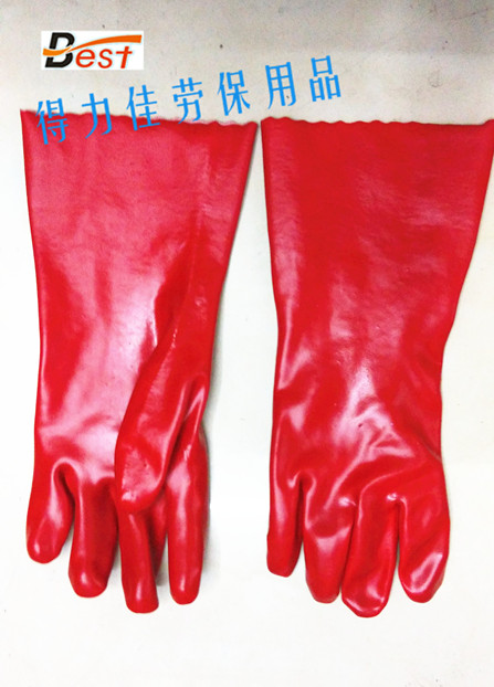 常年现货 35cm红耐油手套 劳保手套