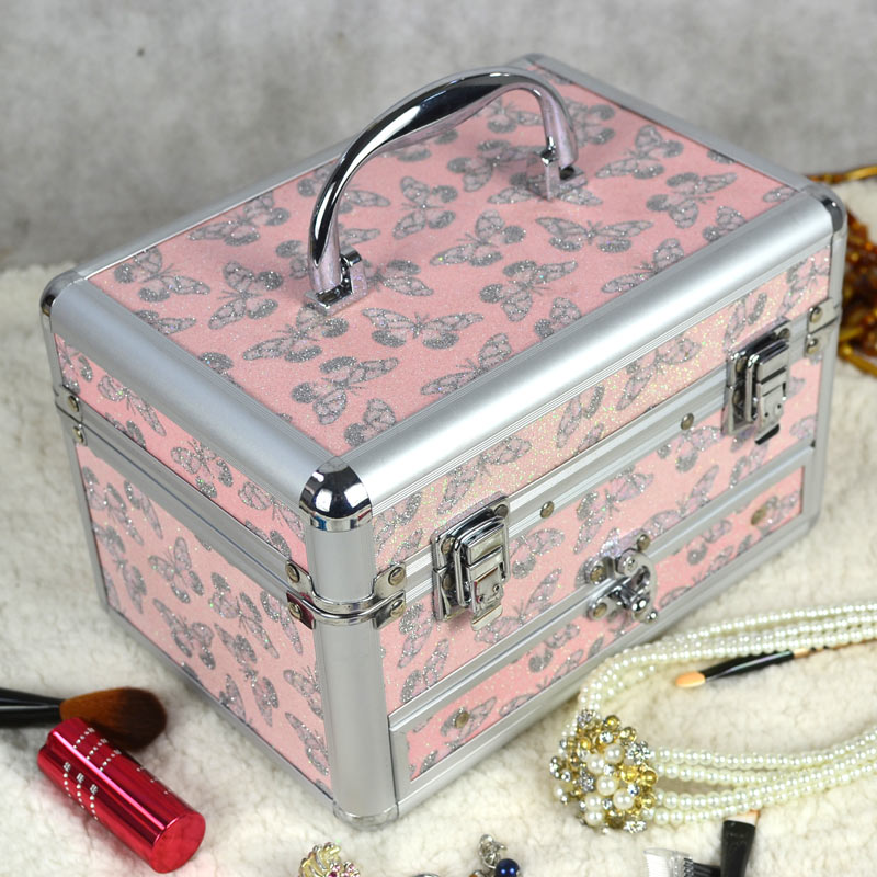 Guanyu spot wholesale hand - held aluminum alloy cosmetics box with a lock hot jewelry box