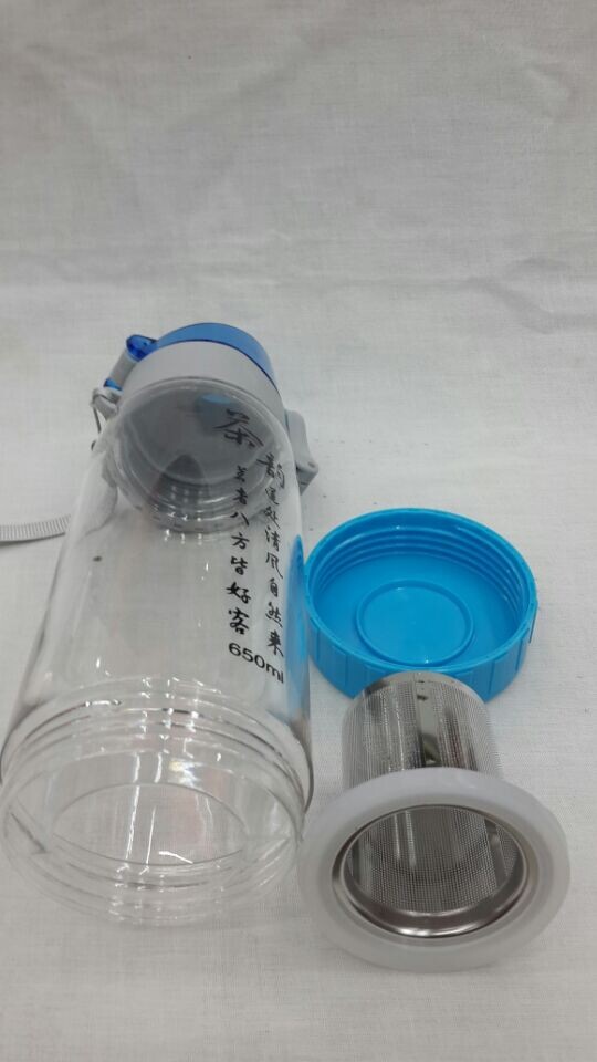 防漏塑料水杯带过滤网 便携运动带盖杯子