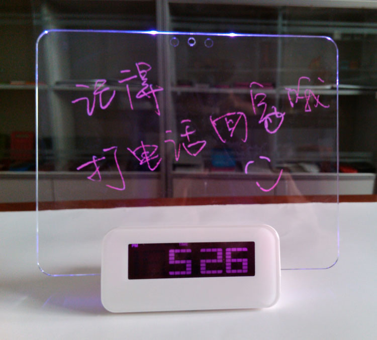 Message board clock, romantic fluorescent board alarm clock, LED electronic clock, writing board clock, lazy person alarm clock Specification image