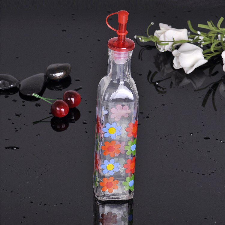 Manufacturers direct baked flower glass oil pot sealed leak proof vinegar sauce oil bottle customized thumbnail