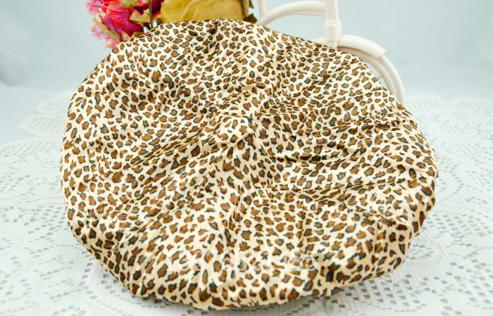 豹纹双层成人洗浴帽大码淋浴帽/防水洗头帽/化妆帽洗澡帽