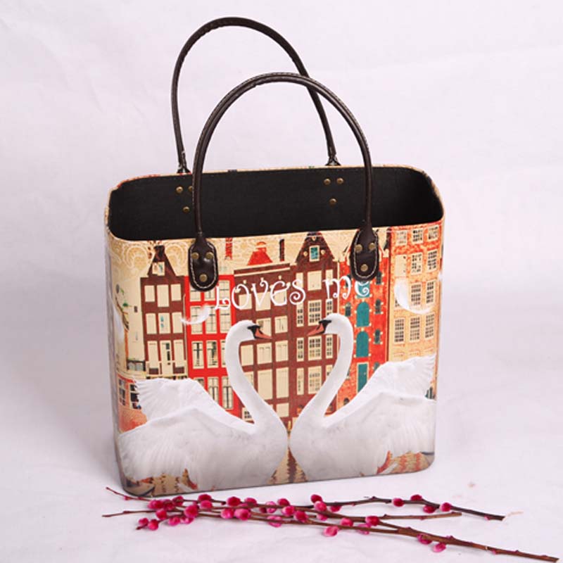 结婚喜庆礼品篮喜糖篮 欧美经典手提篮收纳篮 欧式 PU皮爆款促销