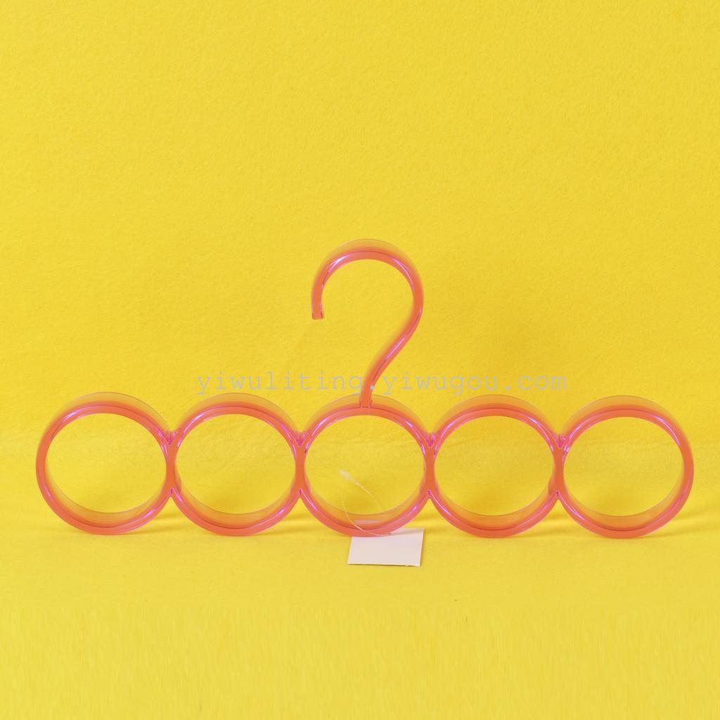 Yiwu Selection colorful fashion five ring scarf rack multi-purpose plastic clothes hanger scarf scarf tie hook rack thumbnail