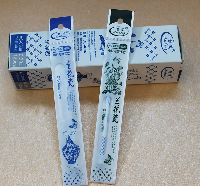 AC-0036 Blue and White porcelain neutral pen core/water pen core 0.38mm/ Full needle black Application Scenario