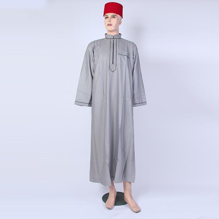 阿拉伯男士大袍长袍批发 卡塔尔镶边新款袍子 厂家品质保证图