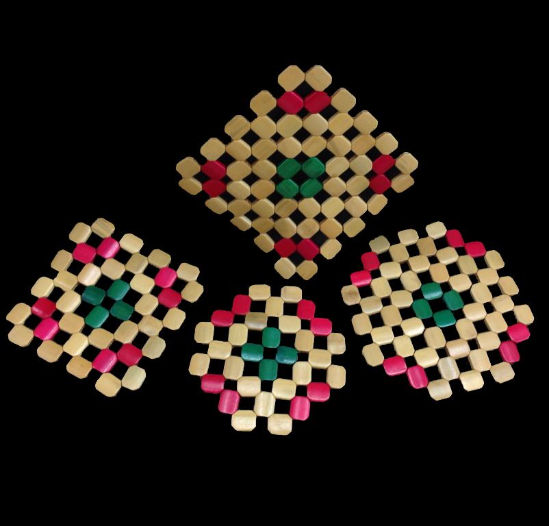 032 Home circular square bamboo placemats protect furniture cups, bowls, table MATS and heat insulation pads details Picture