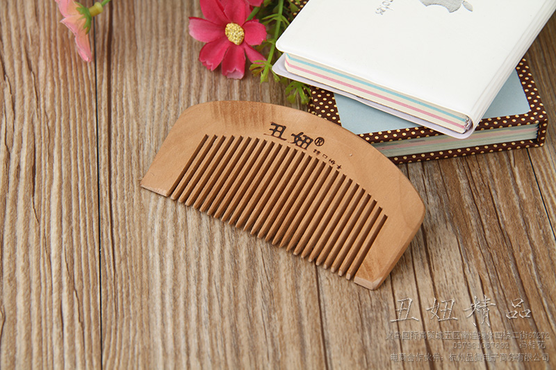 Small wooden comb retro semi-round wooden comb daily hair comb massage comb thumbnail