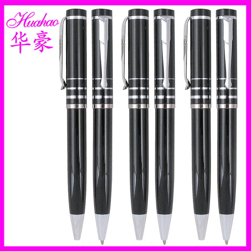 Huahao Special Supply metal ballpoint pens, metal gift pens, black oil-based pens, high-end advertising business pens details Picture