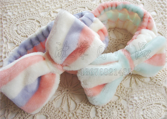 Thin Soft Face Wash Headband Cute Big Bow Makeup Bag Headscarf Mask Headband