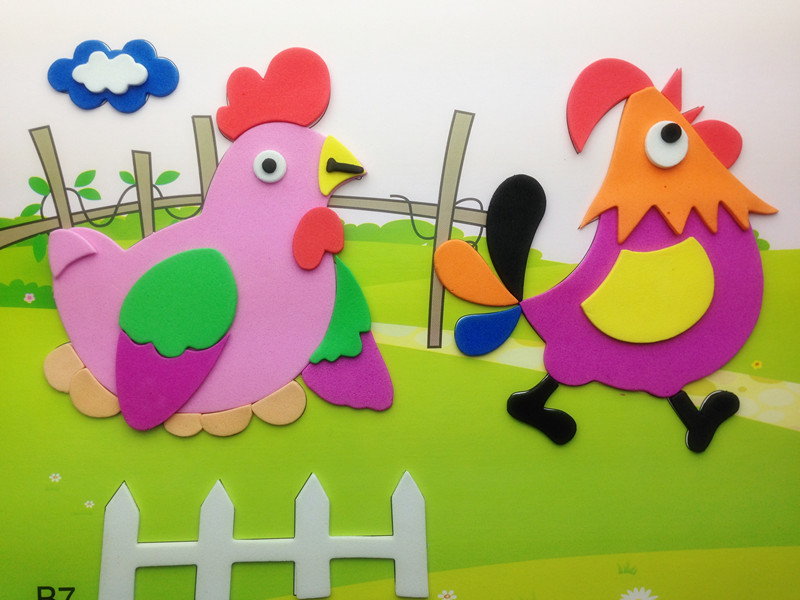 批发eva儿童益智拼图 diy幼儿手工拼图 动物立体图