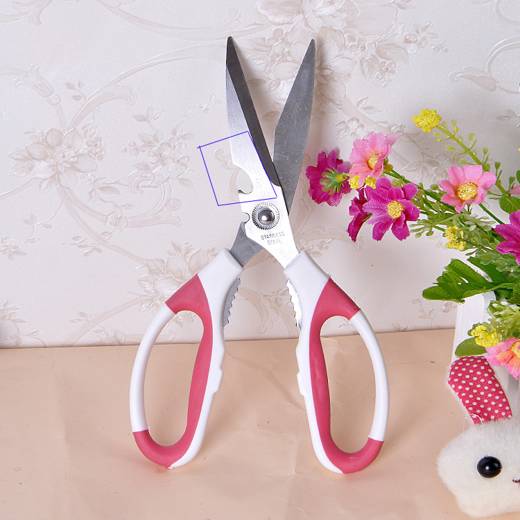 Stainless steel strong chicken bone scissors Family scissors Kitchen scissors Multi-functional walnut clip bottle opener scissors K-024 thumbnail