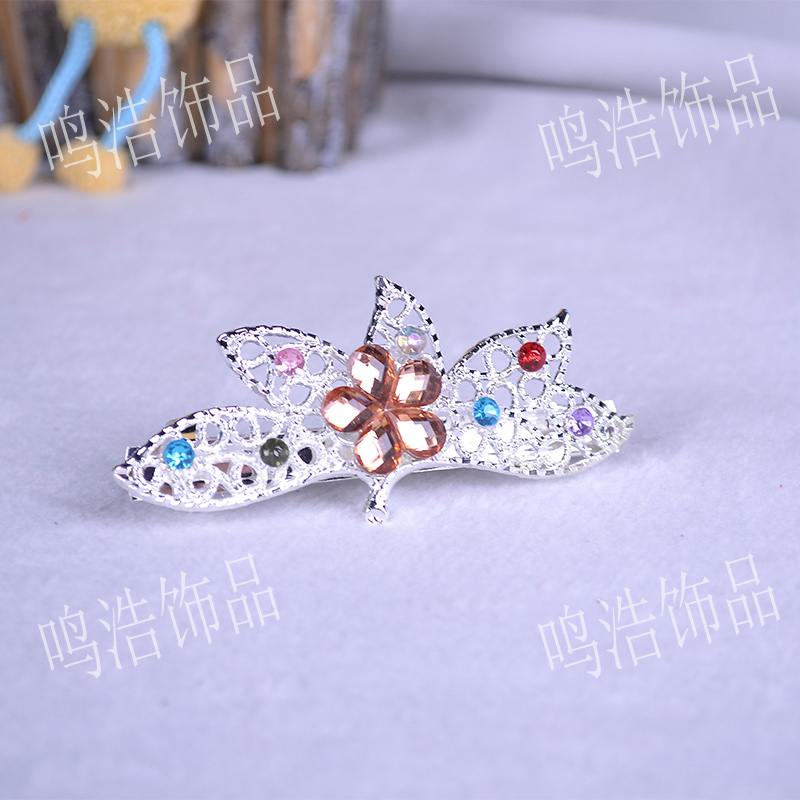 韩版头饰水钻合金弹簧夹发夹           