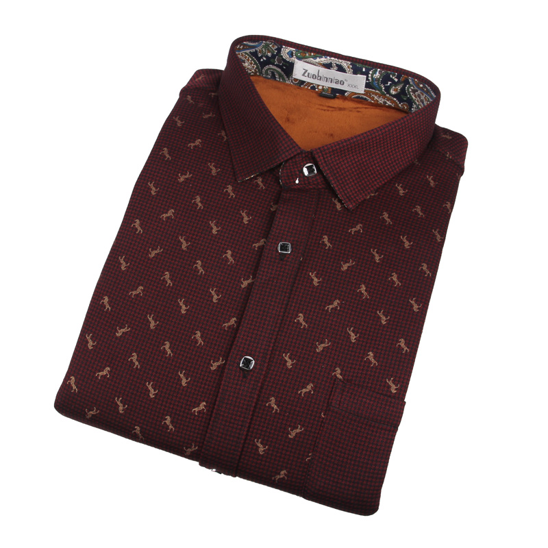 Men's plush long-sleeved business shirt, thickened and warm shirt for men Specification image