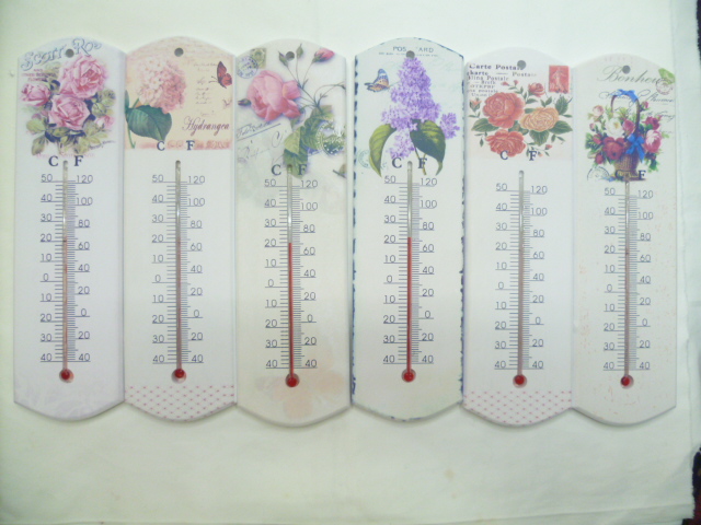 Wooden thermometer, indoor and outdoor household temperature, cartoon glass thermometer, lacquered temperature gauge