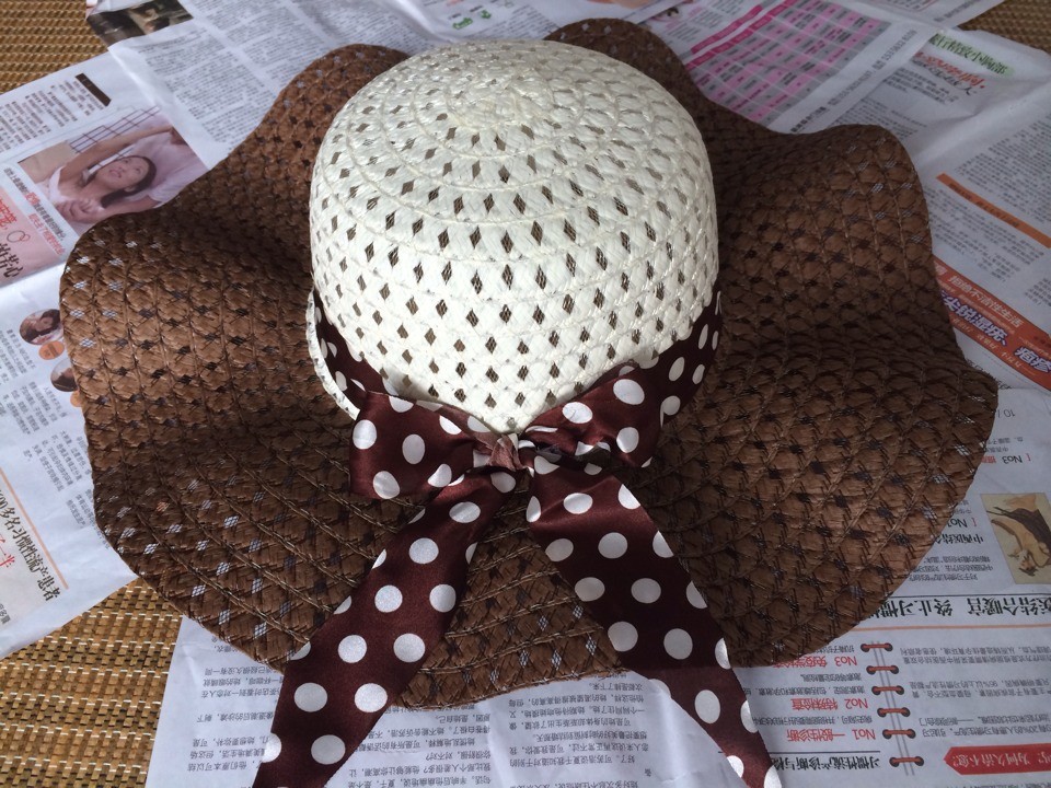 夏季沙滩女士波浪草帽太阳帽出游沙滩遮阳帽子