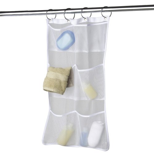 Net shower curtain bag in the bathroom