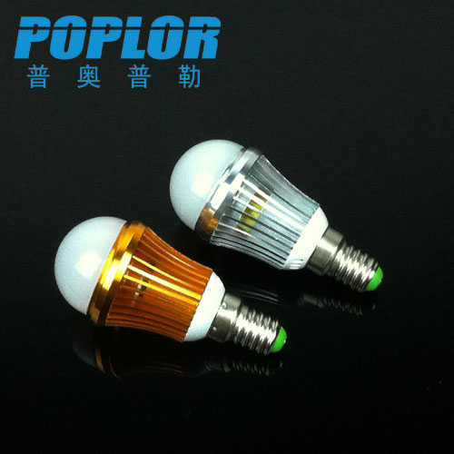 3W LED Candle light PC cover aluminum sphere COB bulb light IC constant current LED light
