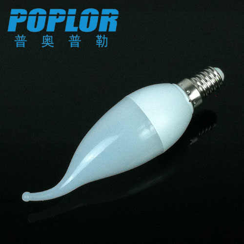 3W LED蜡烛灯 塑料LED灯泡 LED灯节能拉尾PC产品图