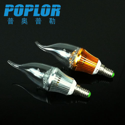 3W LED Candle light PC cover aluminum pull tail foot watt three-amp lamp IC constant current wide voltage