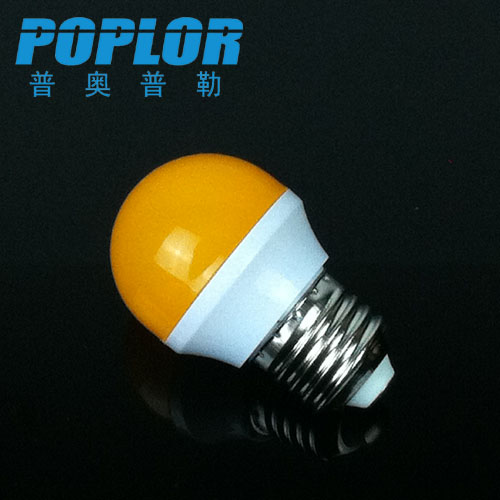LED bulb G45 Plastic 3W LED color bulb PC Yellow shell E27