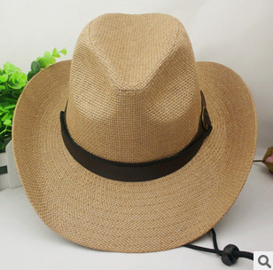 Wide-Brimmed Men's Summer Cowboy Hat Fishing Hat Straw Hat Men's Visor Hat Men's Summer Brimmed Hat