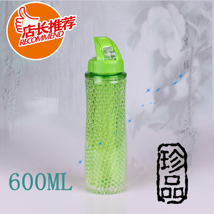 夏季热销时尚运动水杯 双层塑料杯 冰镇饮料杯