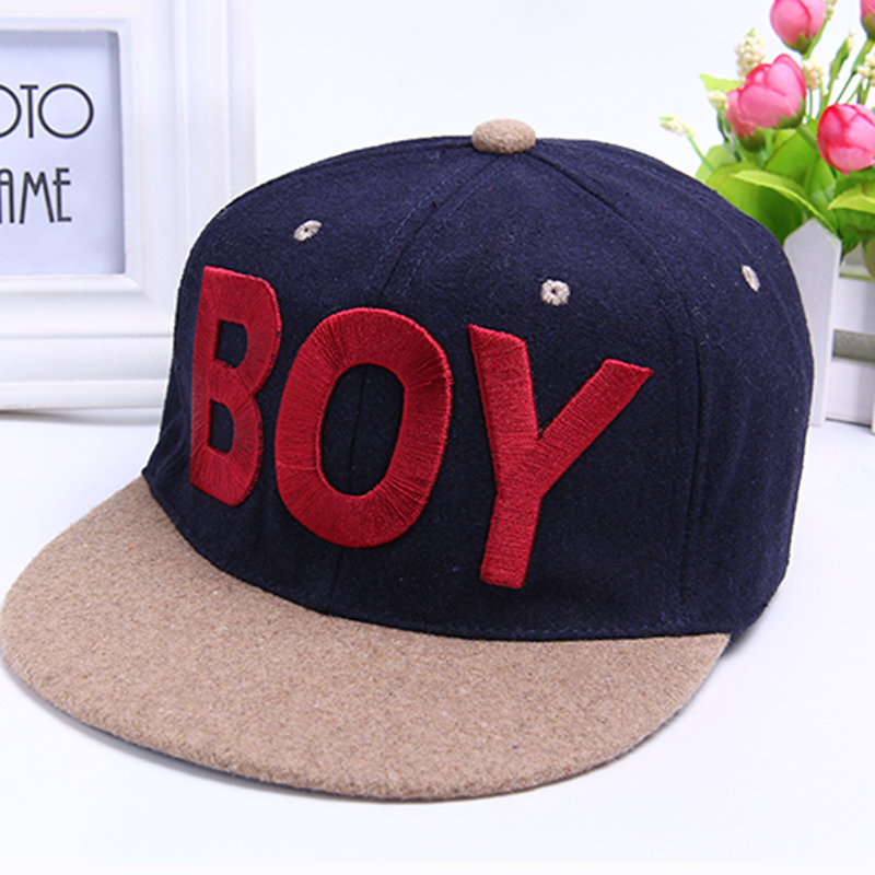 秋冬新款潮男女款 毛呢拼色BOY字母嘻哈街舞平檐棒球