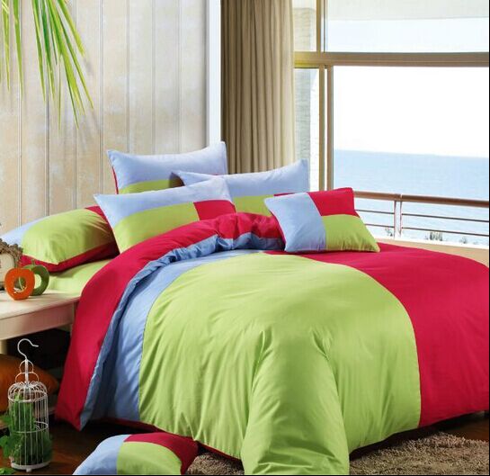 All-cotton active solid color three-color patchwork four-piece set, pure cotton simple and fashionable Application Scenario