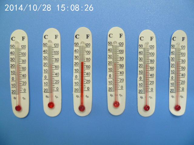 7.0*1.2纸质小型玻璃温度计 卡通家用室内外纸牌温度表