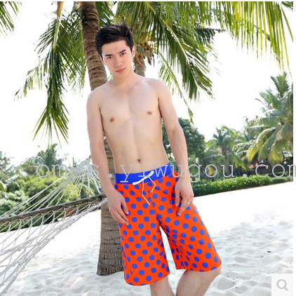 Beach pants A-3107 Men's Flat Corner swimming pants Extra size five minutes Hot Spring beach pants authentic swimming pants details Picture