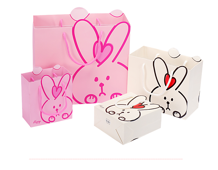 Beautiful Gift Bag Rice White Bottom Rabbit Gift Bag Gift Bag Gift Bag Gift Bag Paper Shopping Bag Carrying Paper Bag Application Scenario