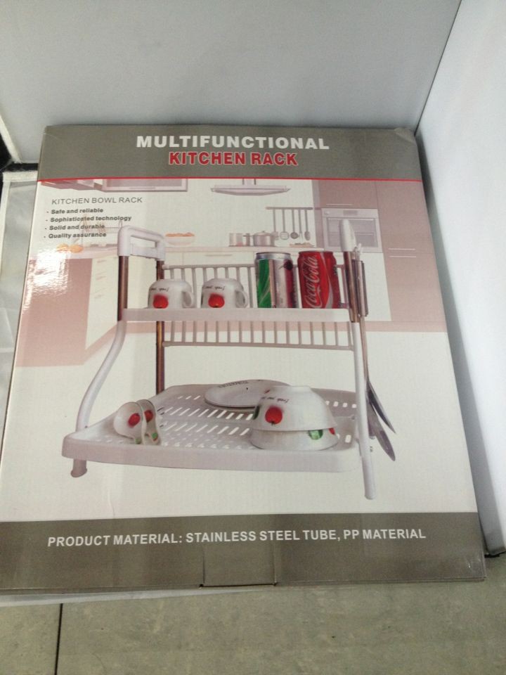 Stainless steel multi-functional bowl rack and double-layer draining storage rack